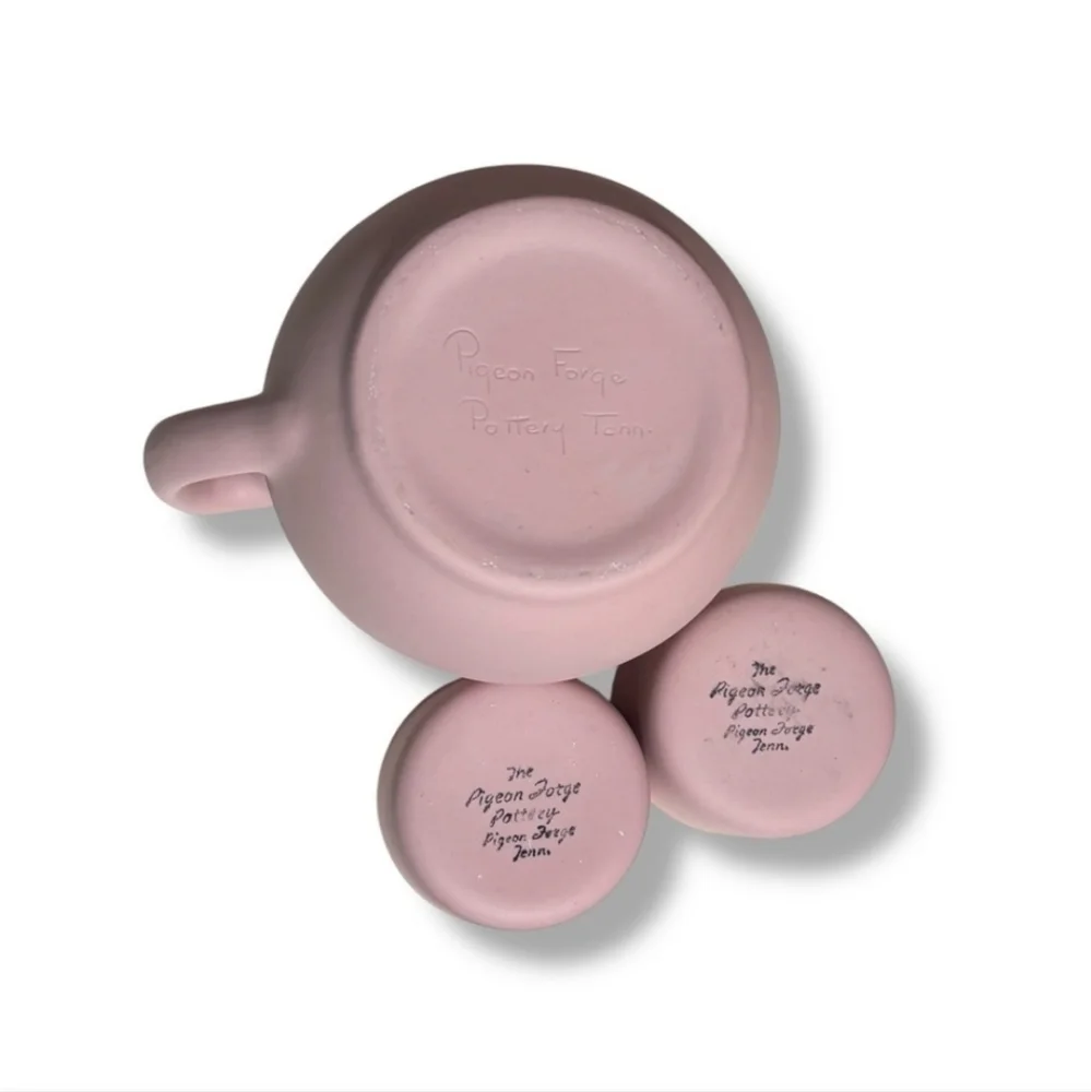 PIGEON FORGE POTTERY Pink Pitcher & Cup Set VINTAGE